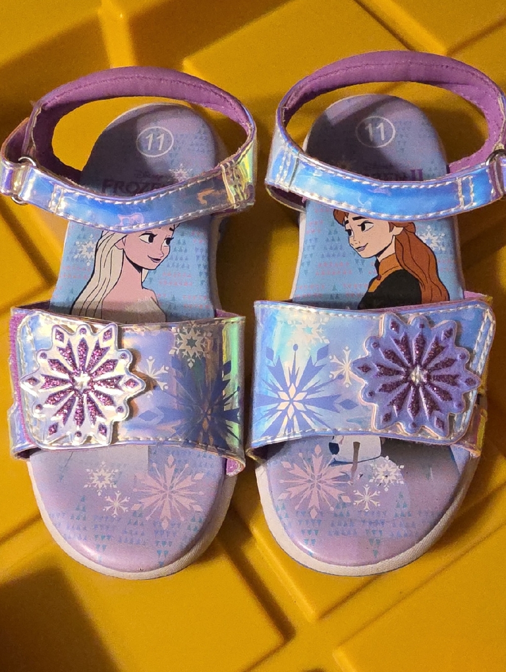 Disney Frozen Kids Iridescent Purple Snowflake Sandals